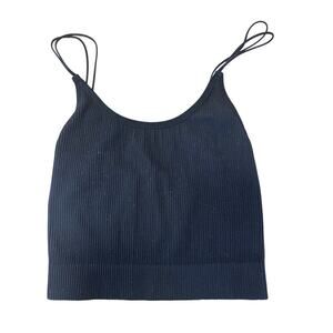 Sun-Deh Ribbed Cropped Tank Top Black Womens Xsmall